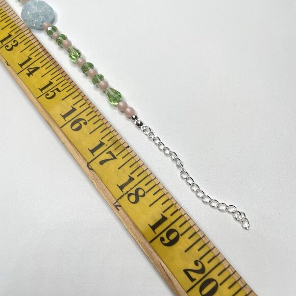 Artisan Handcrafted Glass Lucite Moon Glow Beaded Necklace Earrings Set Spring - Picture 8 of 8